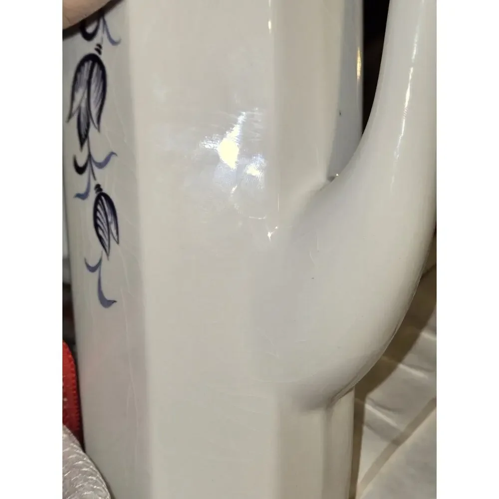 vintage grindley ascot avon blue coffee pot england satin white ironstone 2-6